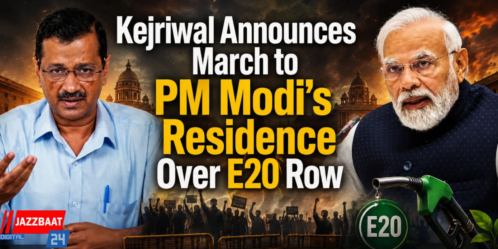 Kejriwal Announces March to PM Modi’s Residence Over E20 Row
