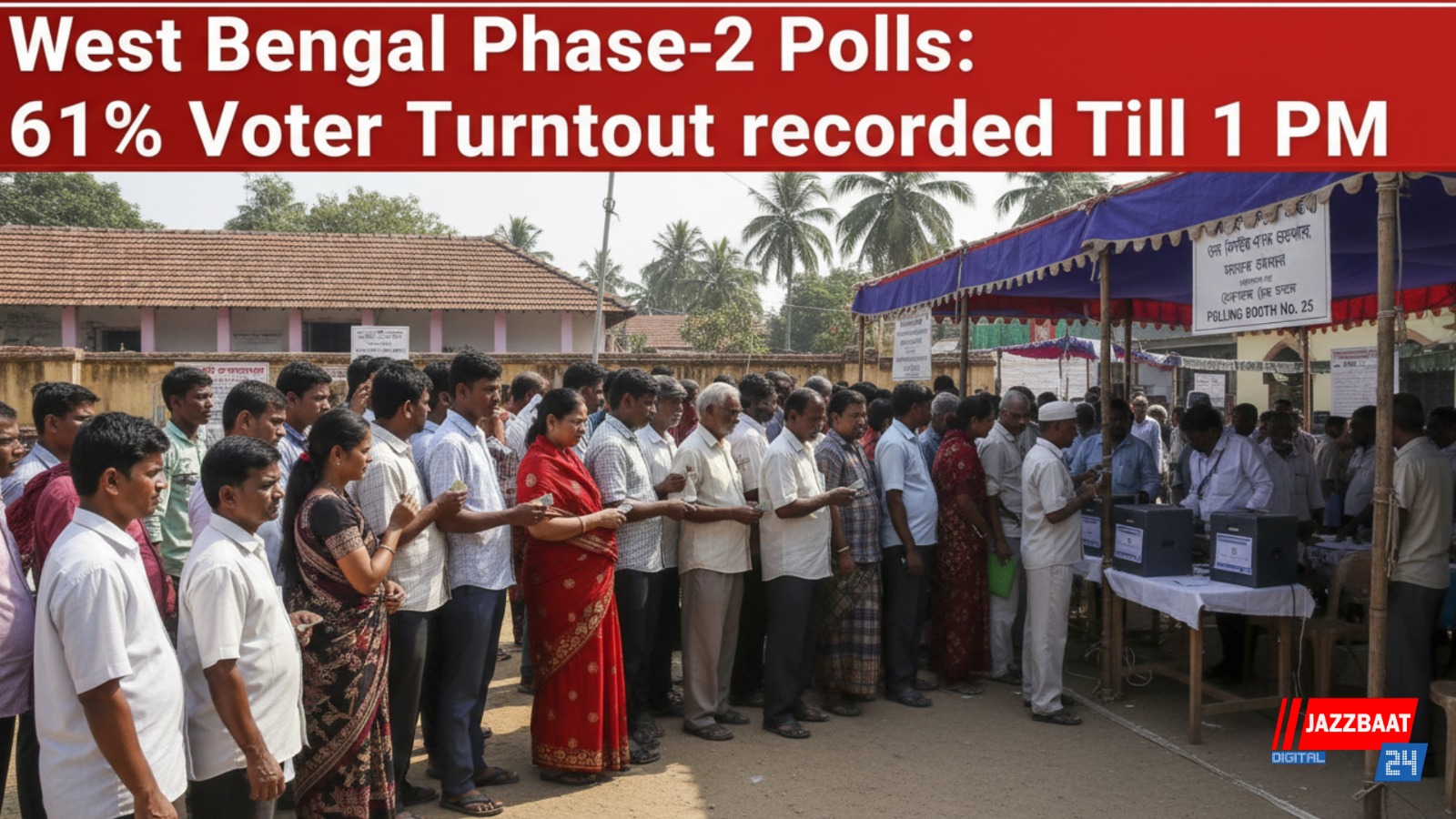 West Bengal Phase-2 Polls: 61% Voter Turnout Recorded Till 1 PM
