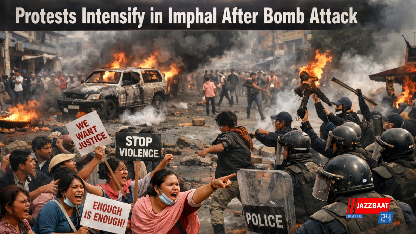 Protests Intensify in Imphal After Bomb Attack