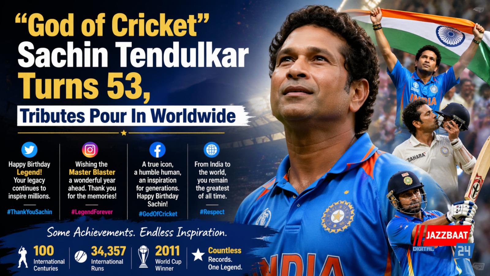 “God of Cricket” Sachin Tendulkar Turns 53, Tributes Pour In Worldwide