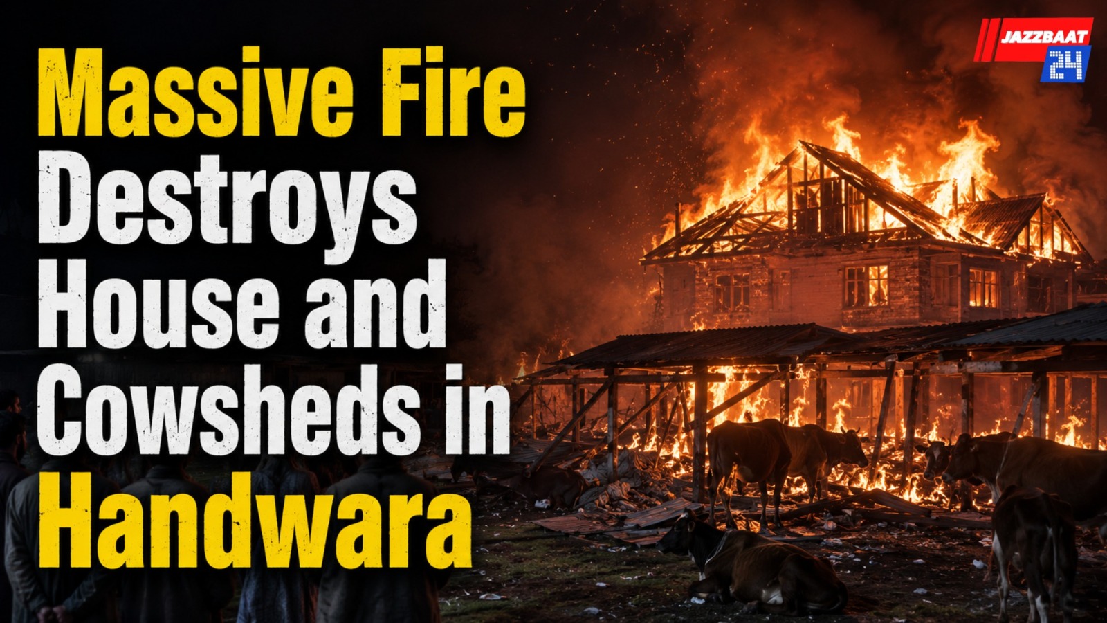 Massive Fire Destroys House and Cowsheds in Handwara