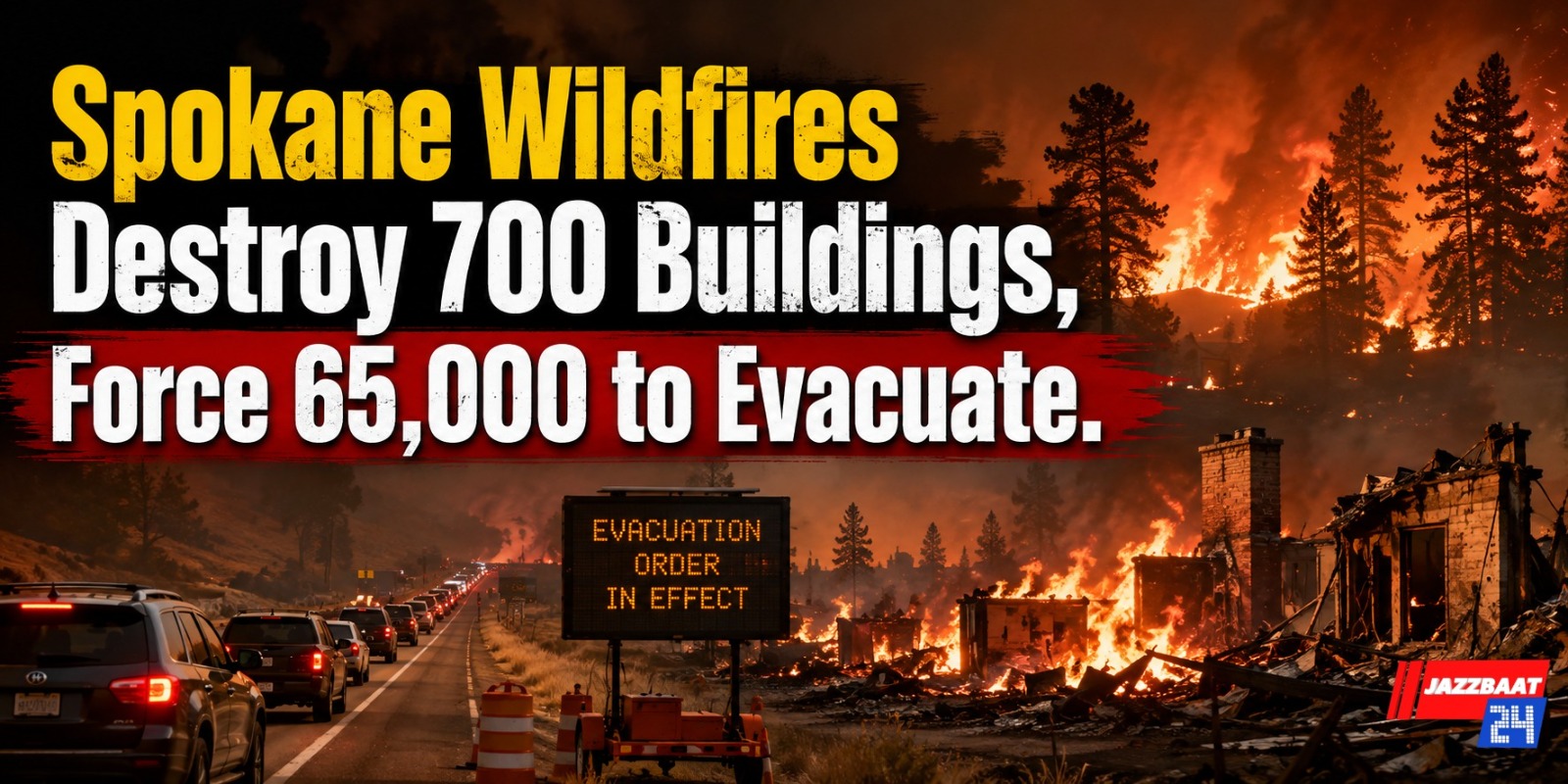 Spokane Wildfires Destroy 700 Buildings, Force 65,000 to Evacuate