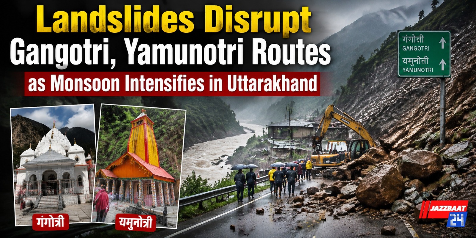Landslides Disrupt Gangotri, Yamunotri Routes as Monsoon Intensifies in Uttarakhand