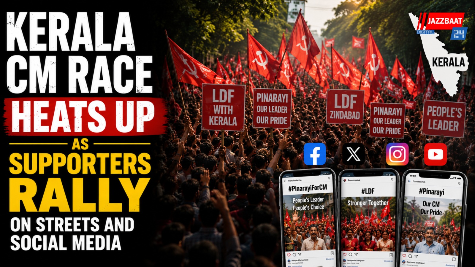 Kerala CM Race Heats Up as Supporters Rally on Streets and Social Media
