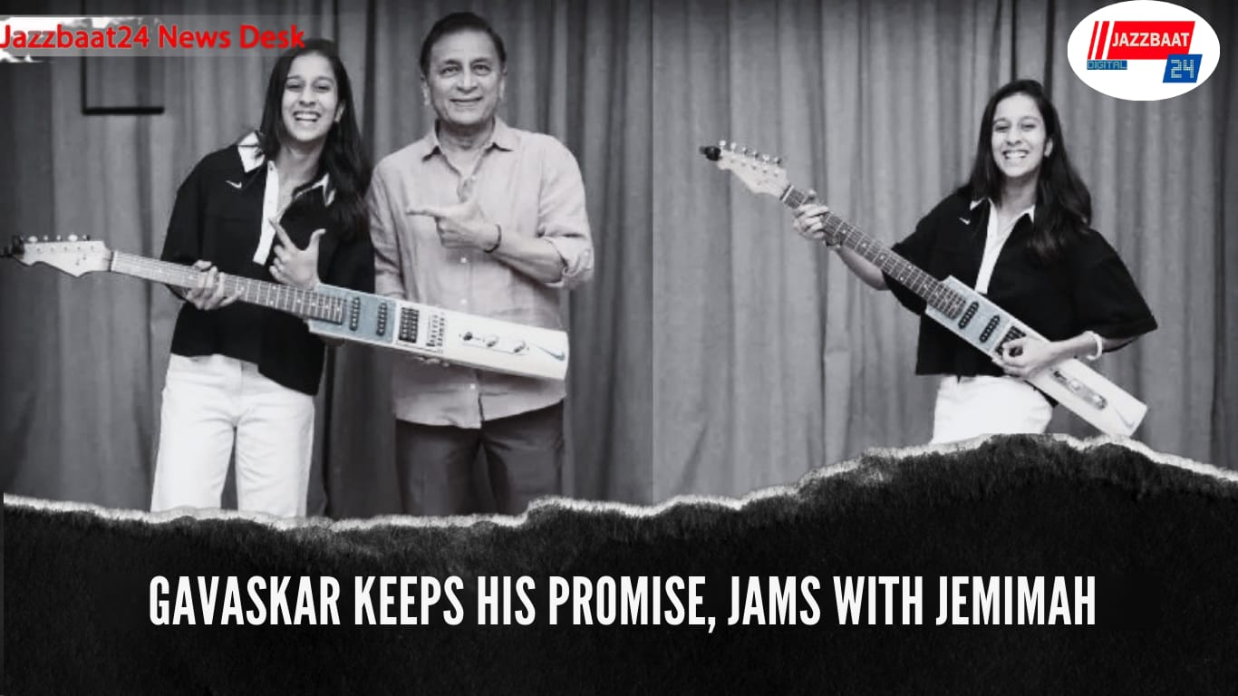 Sunil Gavaskar Keeps His Promise, Sings with Jemimah Rodrigues Using a Bat-Shaped Guitar

