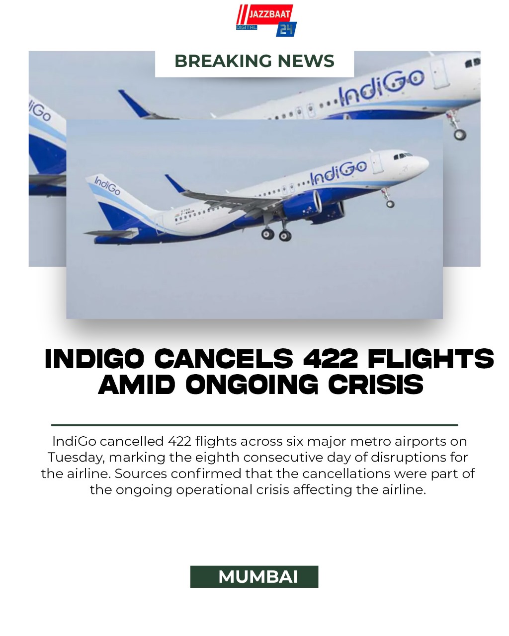 IndiGo Cancels 422 Flights Amid Ongoing Crisis
