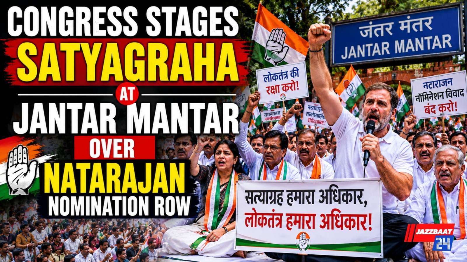Congress Stages Satyagraha at Jantar Mantar Over Natarajan Nomination Row