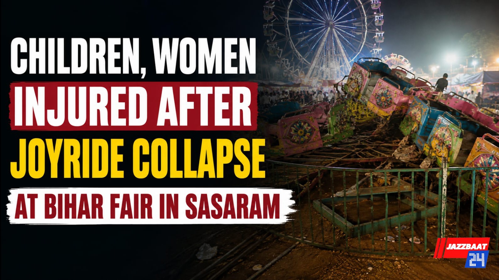Children, Women Injured After Joyride Collapse at Bihar Fair in Sasaram

