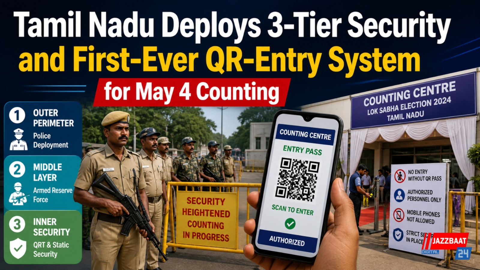 Tamil Nadu Deploys 3-Tier Security and First-Ever QR-Entry System for May 4 Counting
