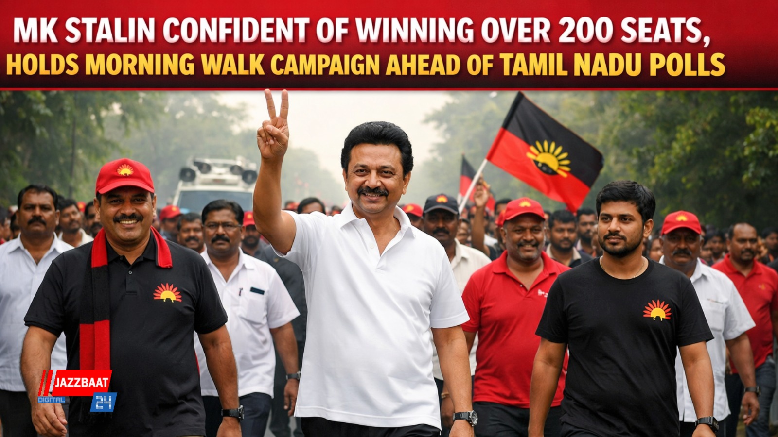 MK Stalin Confident of Winning Over 200 Seats, Holds Morning Walk Campaign Ahead of Tamil Nadu Polls