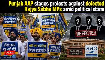 Punjab AAP stages protests against defected Rajya Sabha MPs amid political storm