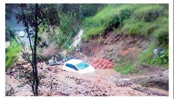 A CLOUDBURST IN HIMACHAL PRADESH'S SIRMAUR DISTRICT BURIED A FAMILY OF FIVE UNDER DEBRIS ON THURSDAY MORNING
