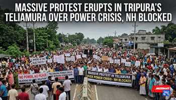 Massive Protest Erupts in Tripura's Teliamura Over Power Crisis, NH Blocked