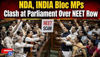 NDA, INDIA Bloc MPs Clash at Parliament Over NEET Row