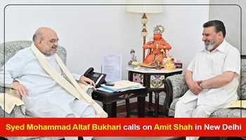 Syed Mohammad Altaf Bukhari calls on Amit Shah in New Delhi
