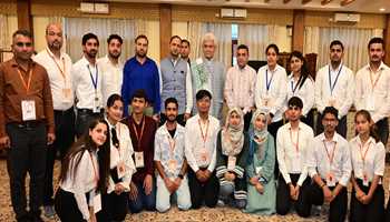 Lt Governor interacts with the students visiting J&K under Kashmir Samvad Yatra initiative
