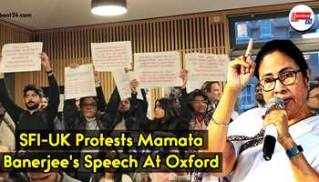 Students’ Federation of India - United Kingdom held a demonstration in Kellogg College, Oxford University against Mamata Banerjee's speech. 