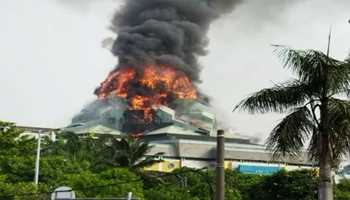 GIANT DOME OF JAKARTA ISLAMIC CENTRE DESTROYED IN FIRE