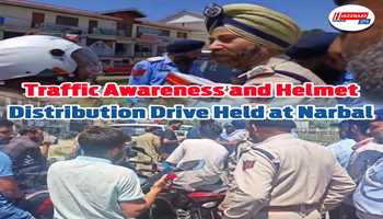 Traffic Awareness and Helmet Distribution Drive Held at Narbal