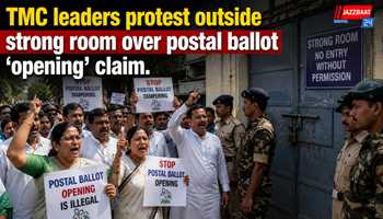 TMC leaders protest outside strong room over postal ballot ‘opening’ claim