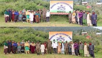 34 Rashtriya Rifles (JAT) Organises Free Medical and Veterinary Camp at Gujjar Basti Avil, Kulgam