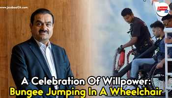 A celebration of willpower: Adani Group staff sets an example by bungee jumping in a wheelchair