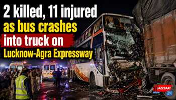 2 killed, 11 injured as bus crashes into truck on Lucknow-Agra Expressway

