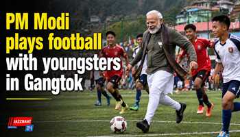 PM Modi plays football with youngsters in Gangtok