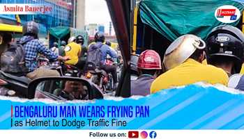 Bengaluru Man Wears Frying Pan as Helmet to Dodge Traffic Fine
