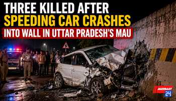 Three Killed After Speeding Car Crashes Into Wall in Uttar Pradesh’s Mau

