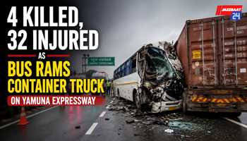 4 Killed, 32 Injured as Bus Rams Container Truck on Yamuna Expressway