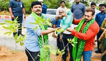 Salman Khan, a Bollywood star, has joined the Green India Challenge in Hyderabad