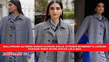 BOLLYWOOD ACTRESS SONAM KAPOOR AHUJA ATTENDS BURBERRY'S LONDON FASHION WEEK SHOW, ROCKS LOLA BAG 
