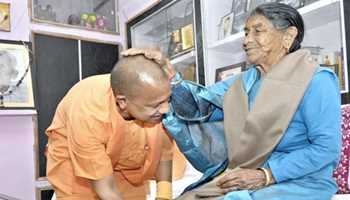 Yogi Adityanath first rendezvous with mother since becoming UP chief minister