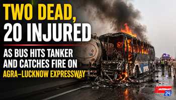 Two Dead, 20 Injured as Bus Hits Tanker and Catches Fire on Agra–Lucknow Expressway
