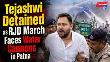 Tejashwi Detained as RJD March Faces Water Cannons in Patna