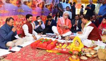 LG Manoj Sinha lays foundation stone for Amarnath shrine board office in Srinagar