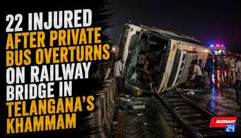 22 Injured After Private Bus Overturns on Railway Bridge in Telangana’s Khammam