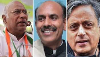 Shashi Tharoor, K N Tripathi and Mallikarjun Kharge file nomination for Congress Presidential Polls